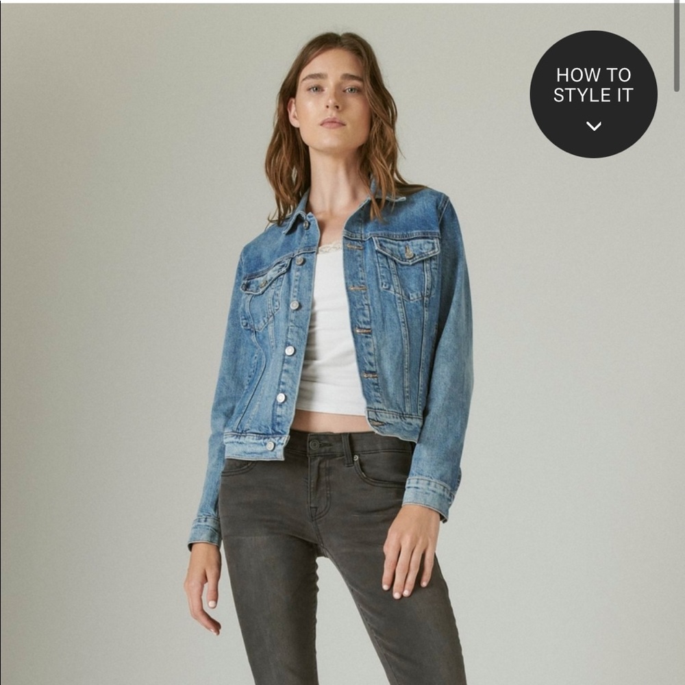 Lucky Brand distressed trucker denim jacket